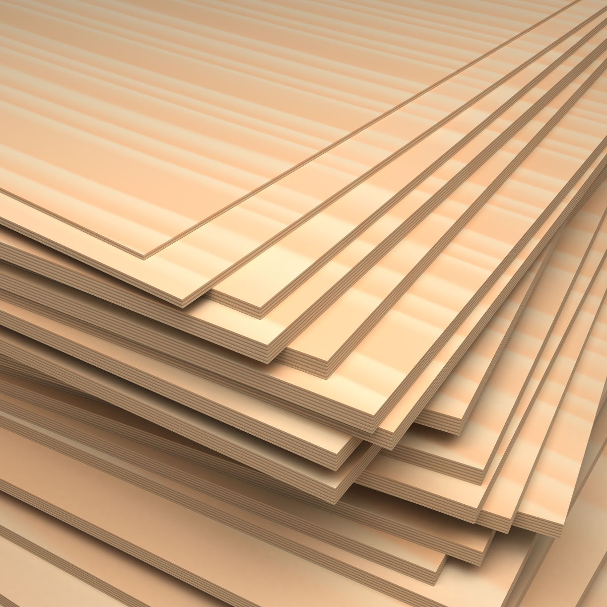 Cross-laminated plywood sheets in graded thicknesses